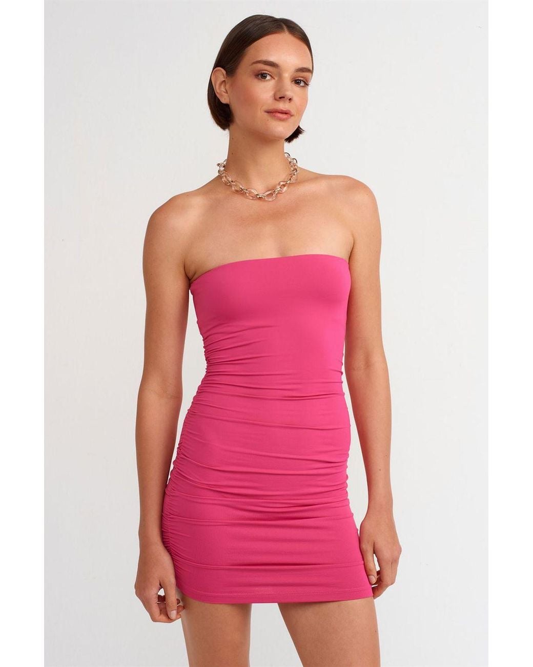 Dilvin Red Strapless Bodycon Mini Dress