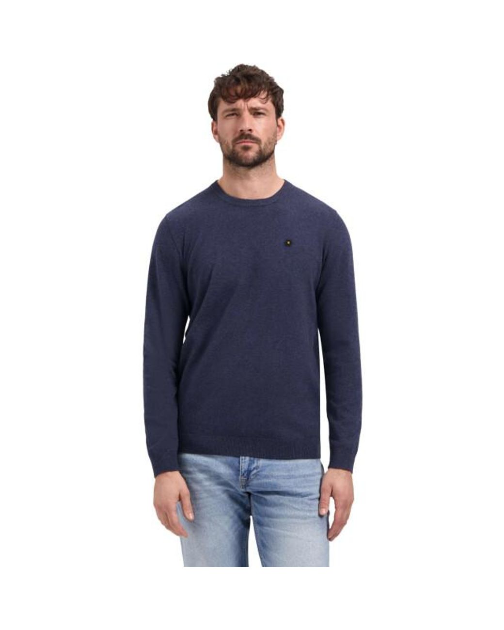 No Excess Pullover Crew Neck Melange Night in het Blue voor heren