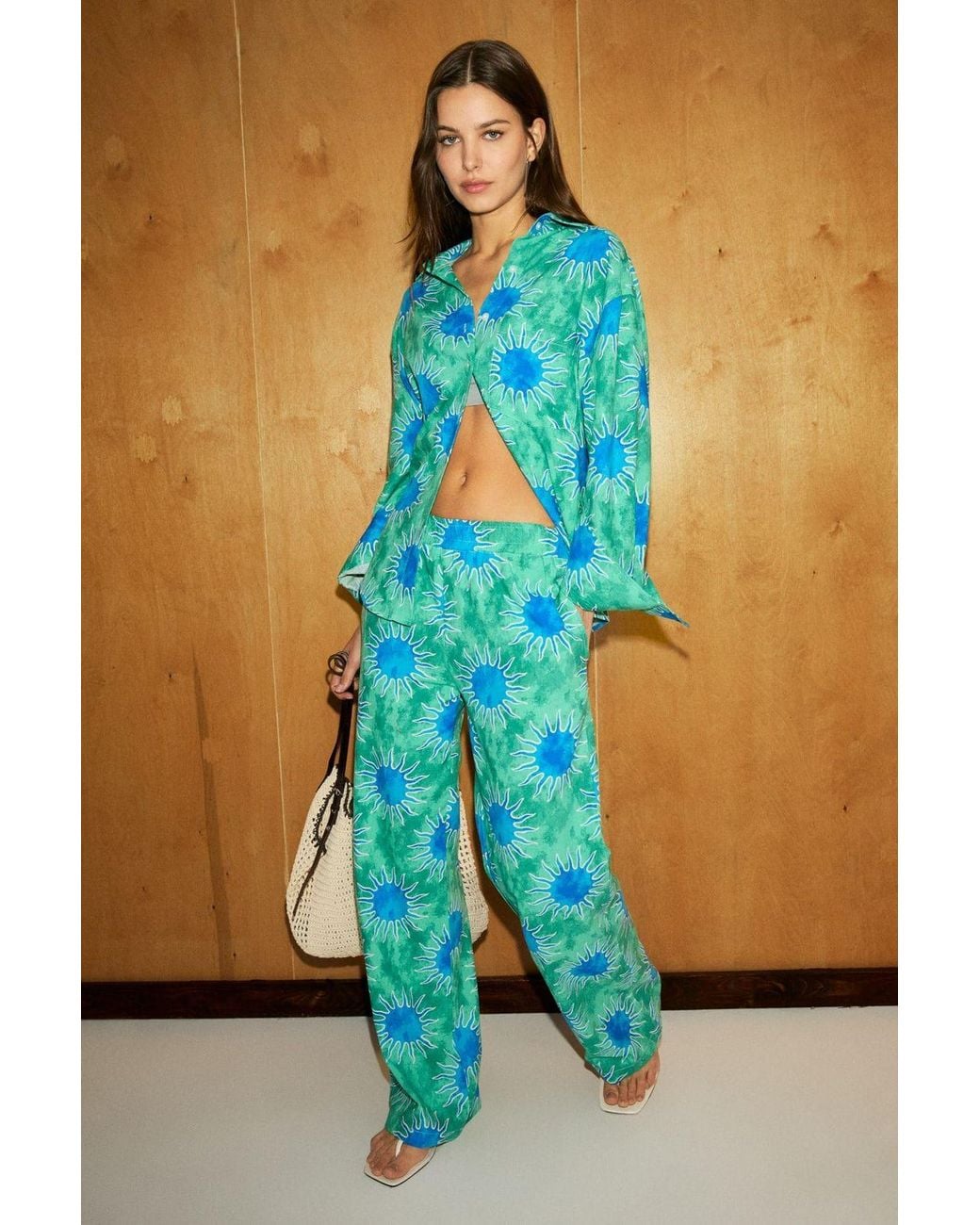 Grimelange Blue Straight Pull-On Pants