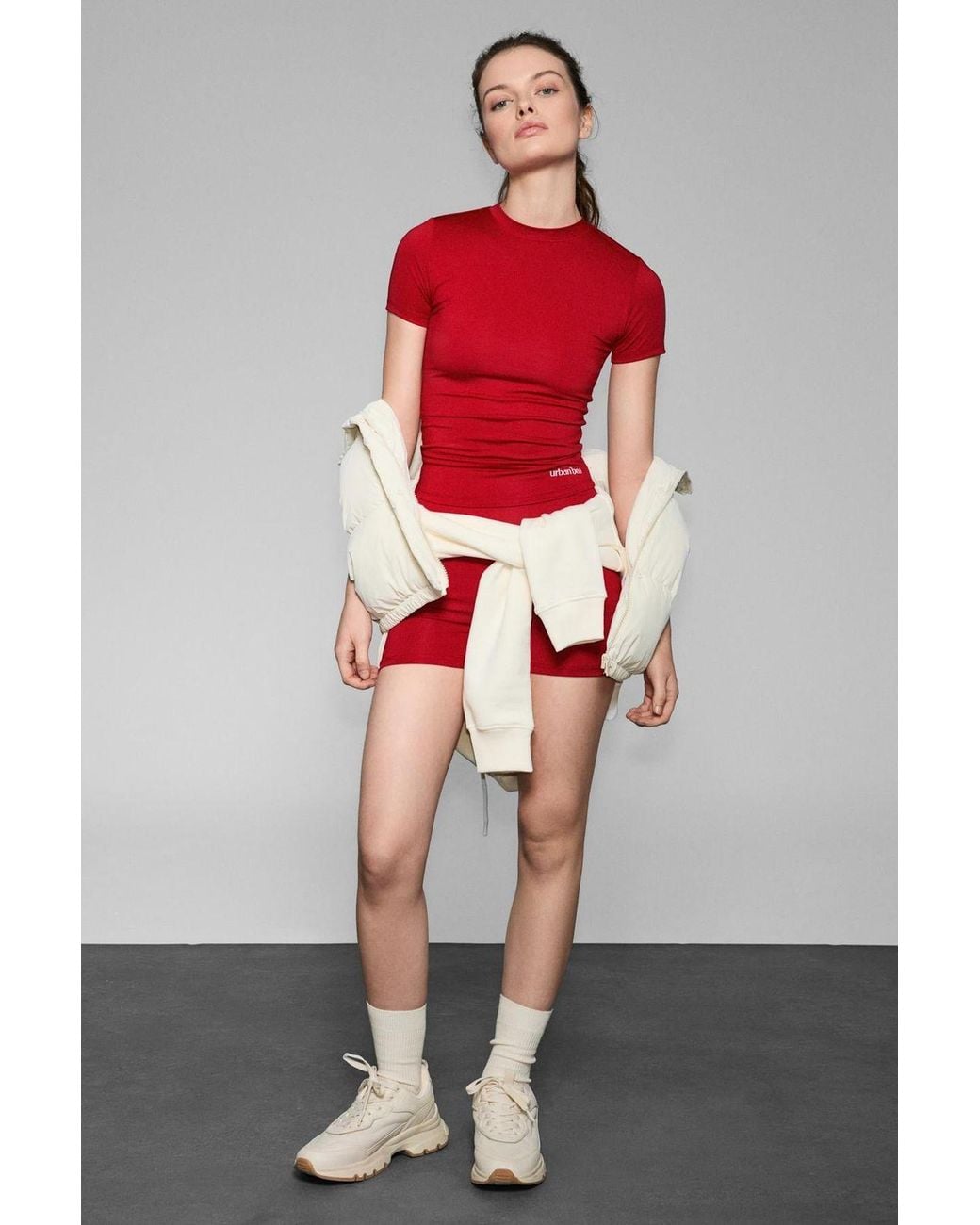 Grimelange Red Straight Fit Crew Neck T-Shirt