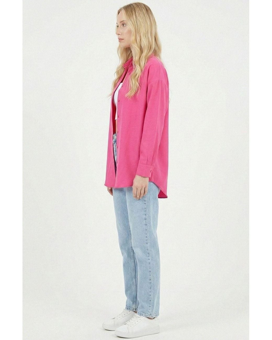 Bigdart Pink Relaxed Fit Poplin Shirt With Button Closure