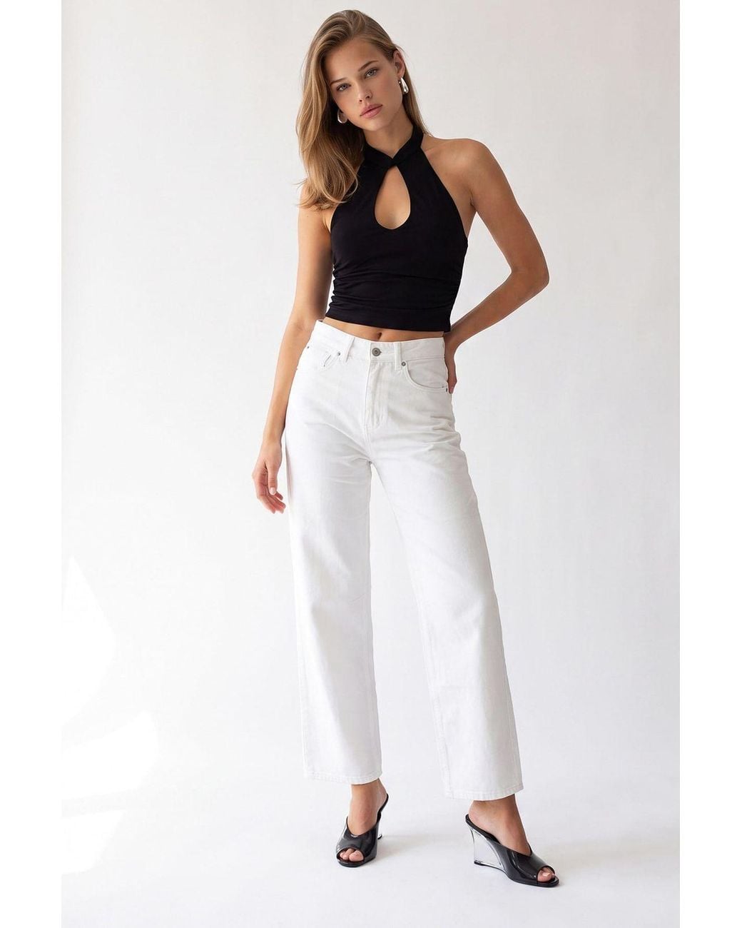 MixRay White Straight-Leg Pants