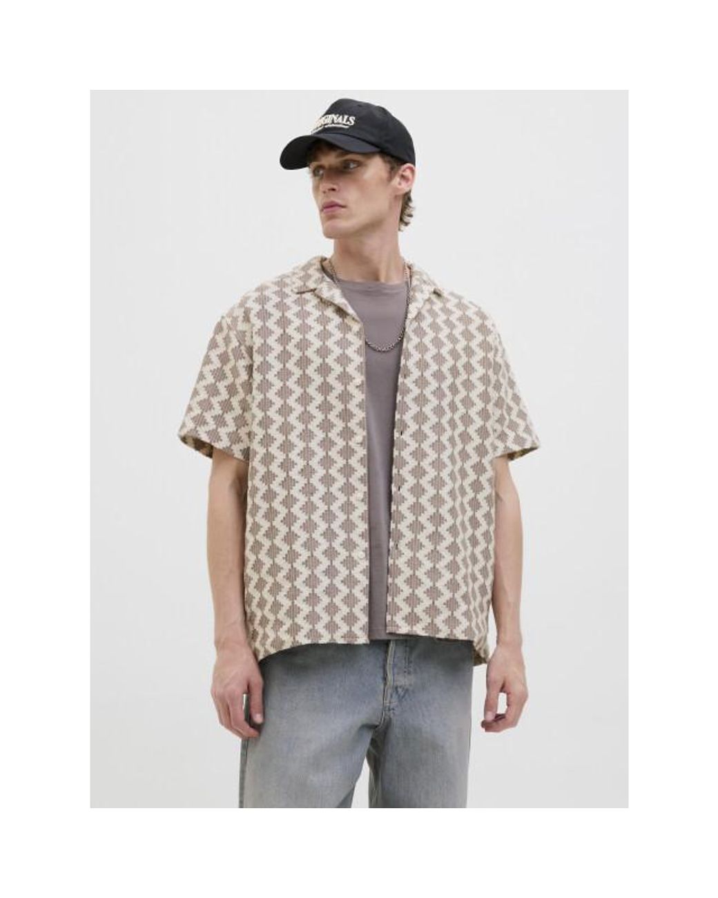 Jack & Jones Jorsummer Luke Texture Resort Shirt in het Brown voor heren