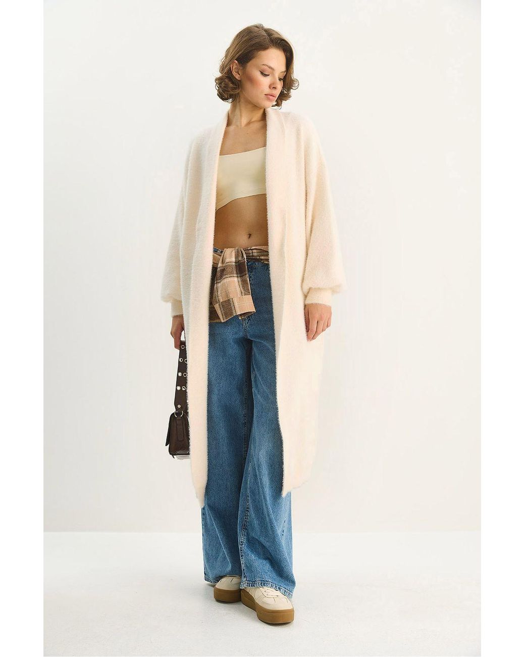 Bianco Lucci Blue Oversize Knit Cardigan
