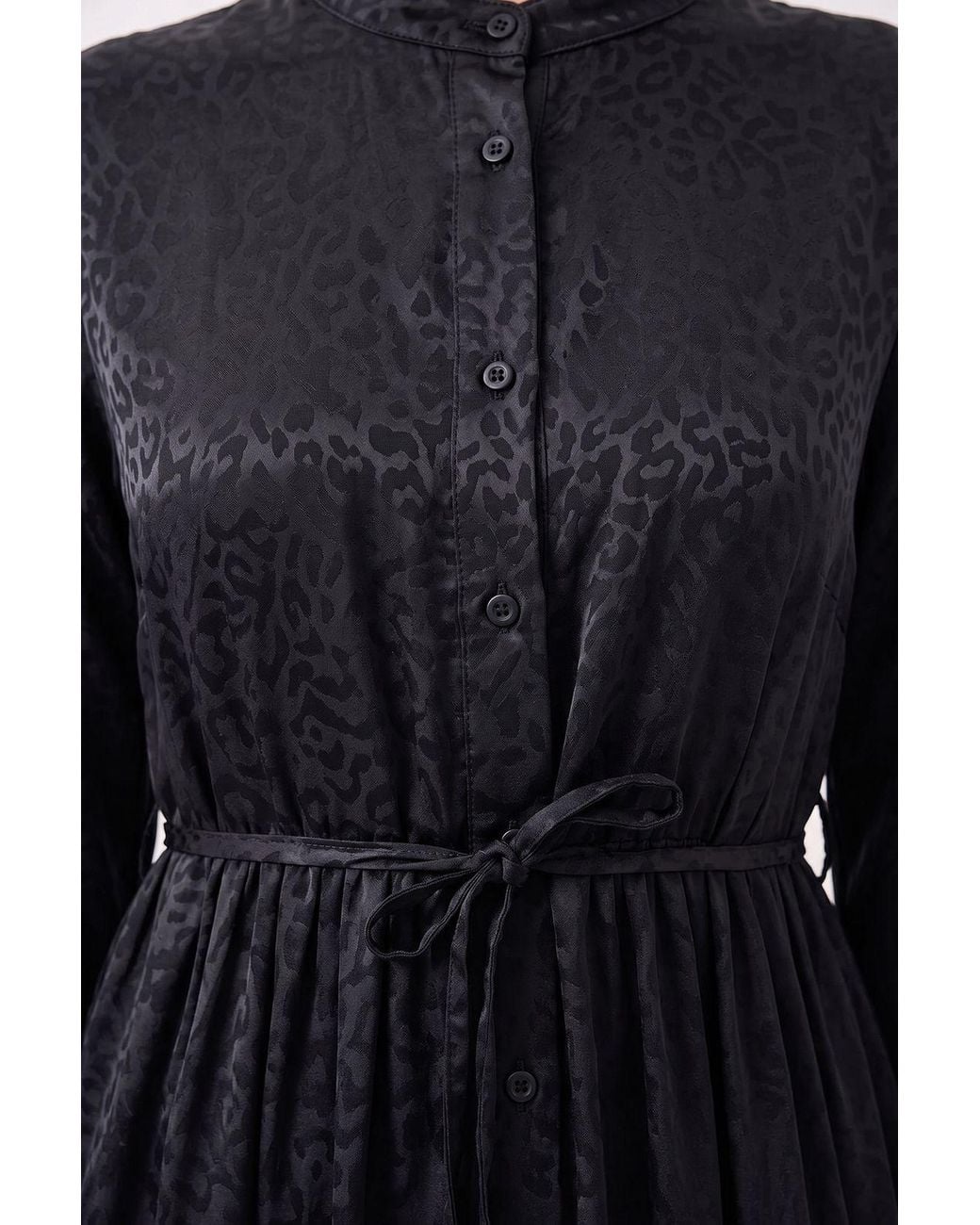 Bigdart Blue Buttoned Crew Neck Maxi Dress With Waistband