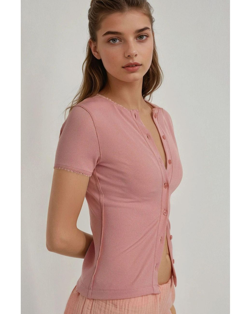 Hiccup Multicolor Textured Buttoned Knit Top
