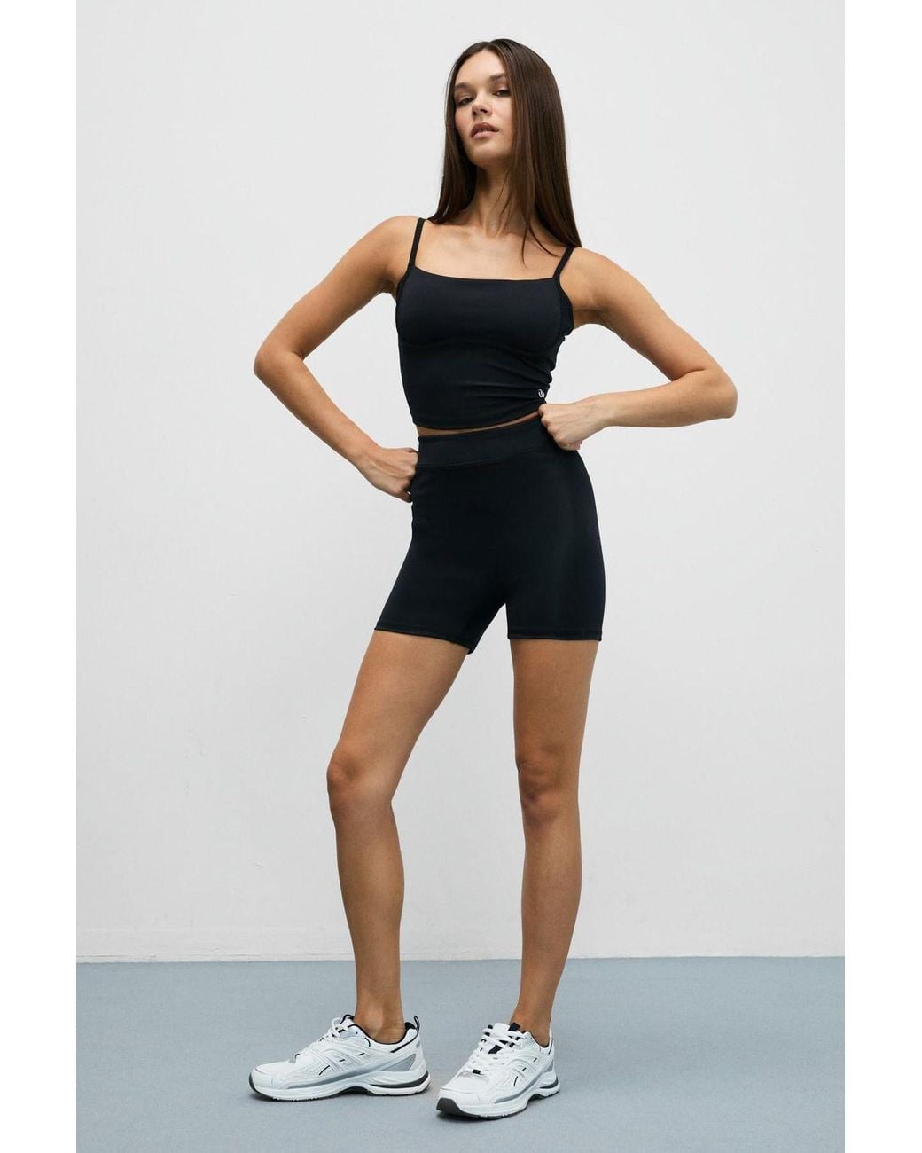 Grimelange Black High Waist Skinny Cycling Shorts
