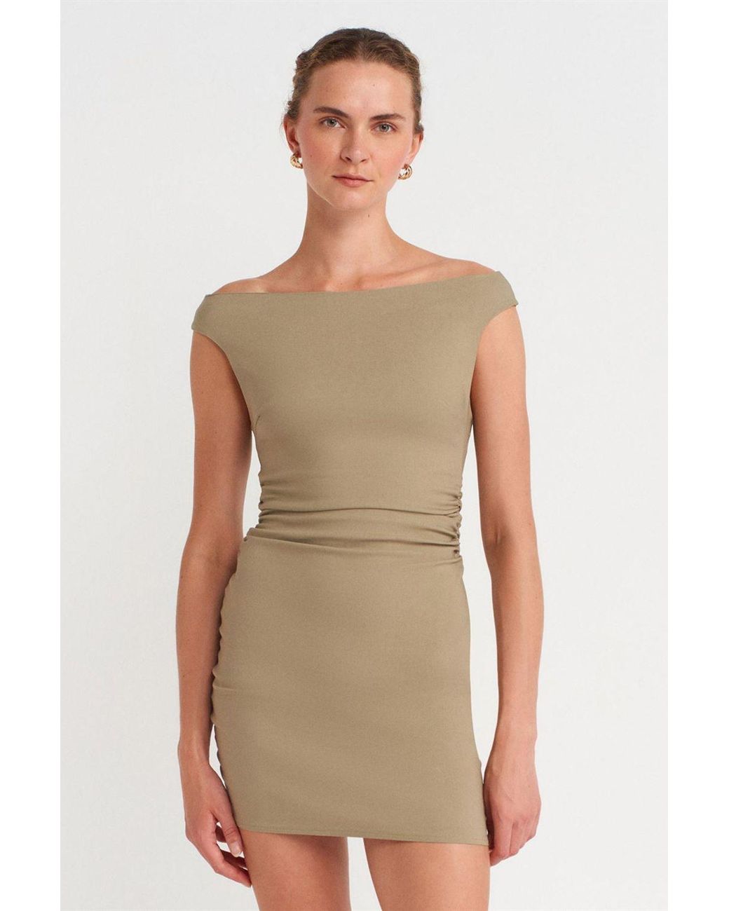 Dilvin Bodycon Mini Bardot Jurk in het Multicolor