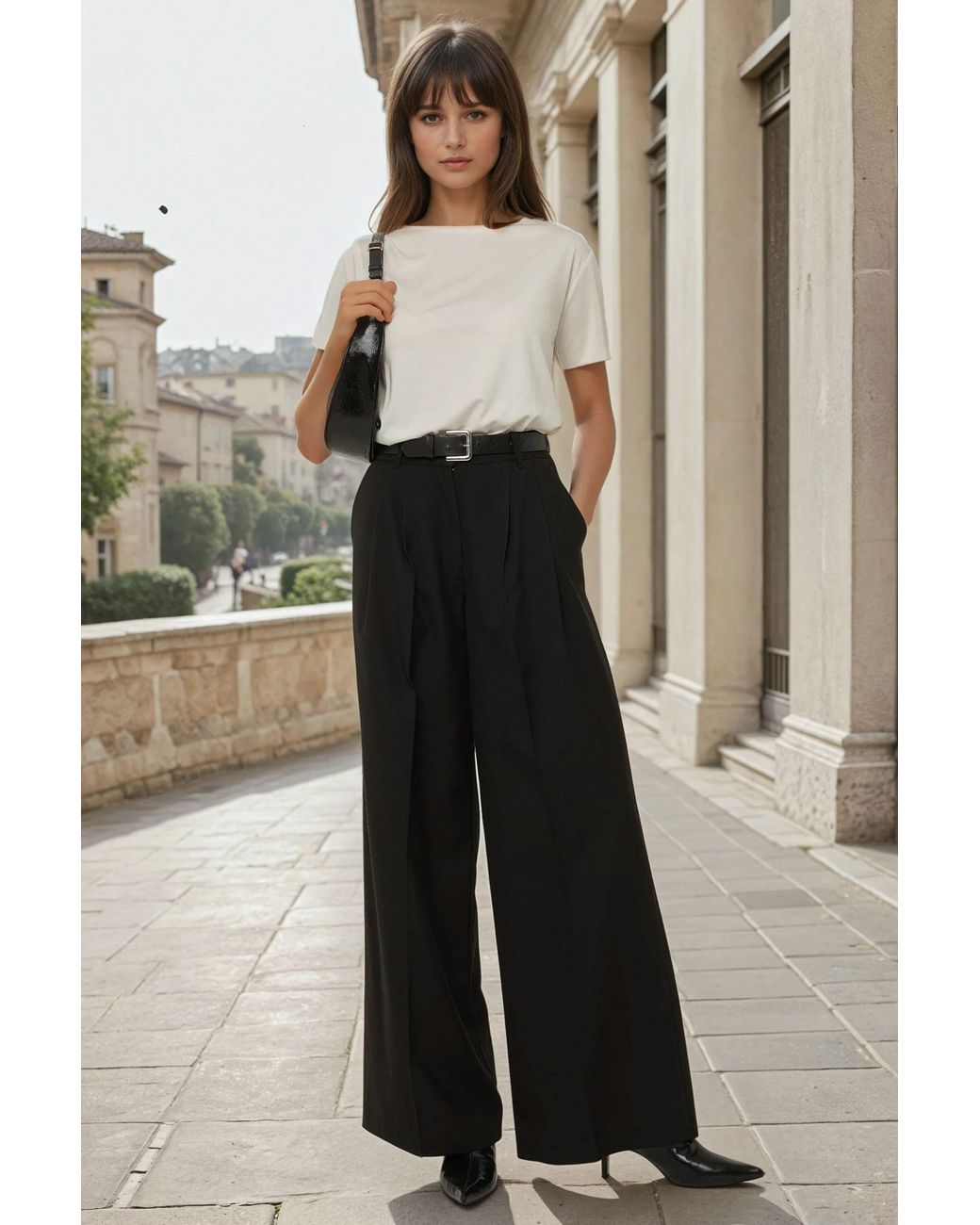 Hiccup Black Wide Leg Pleated Pants