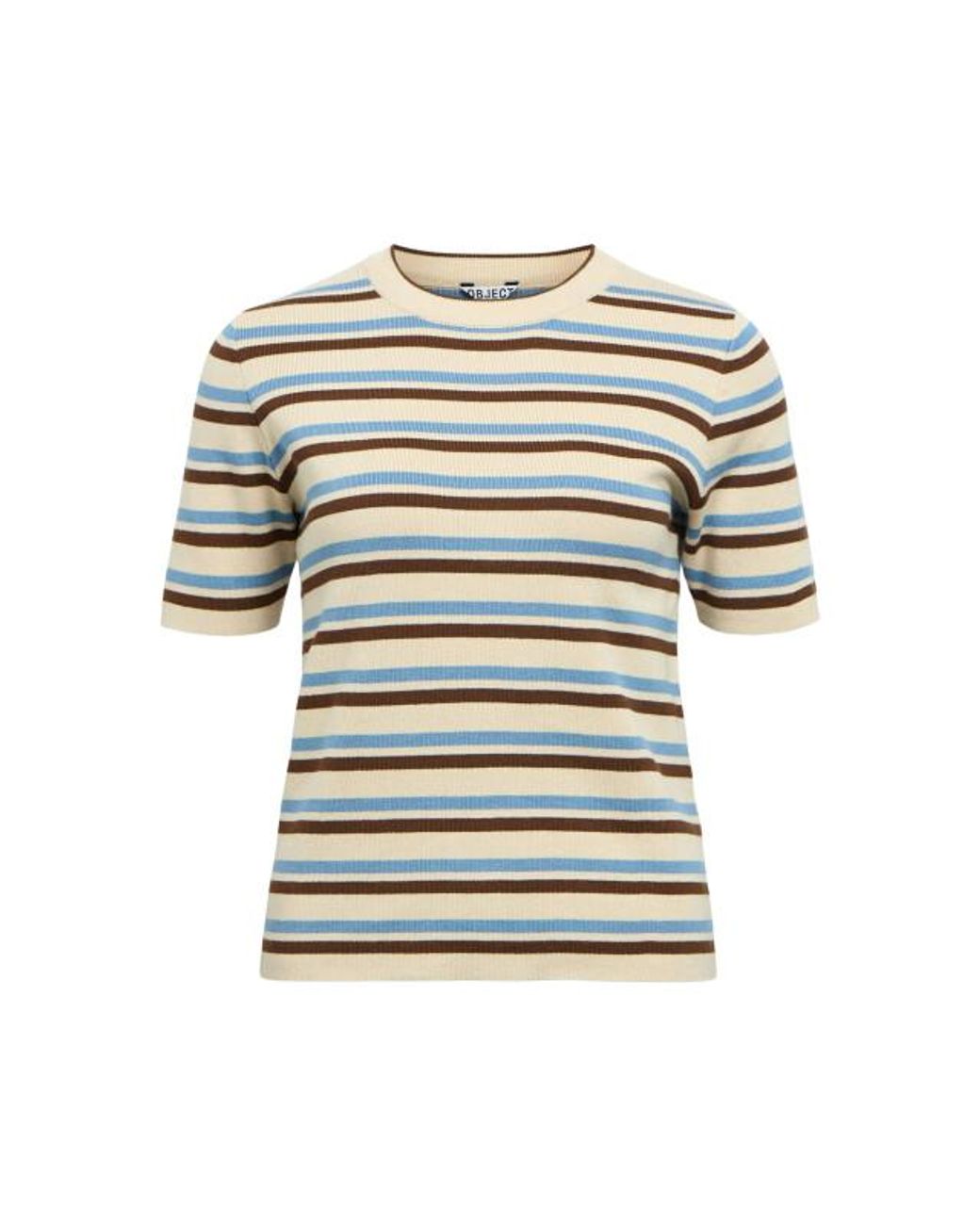 Object Objester/New Knit Pullover Noos 23043510 Sandshell Stripes in het Blue