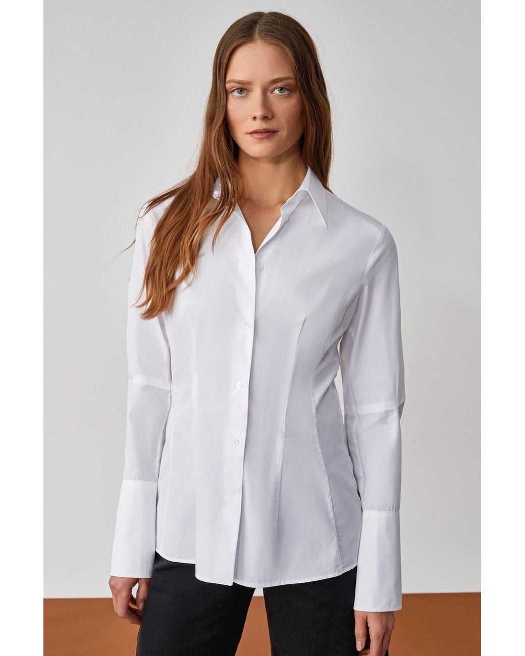 Grimelange White Long Sleeve Button Shirt