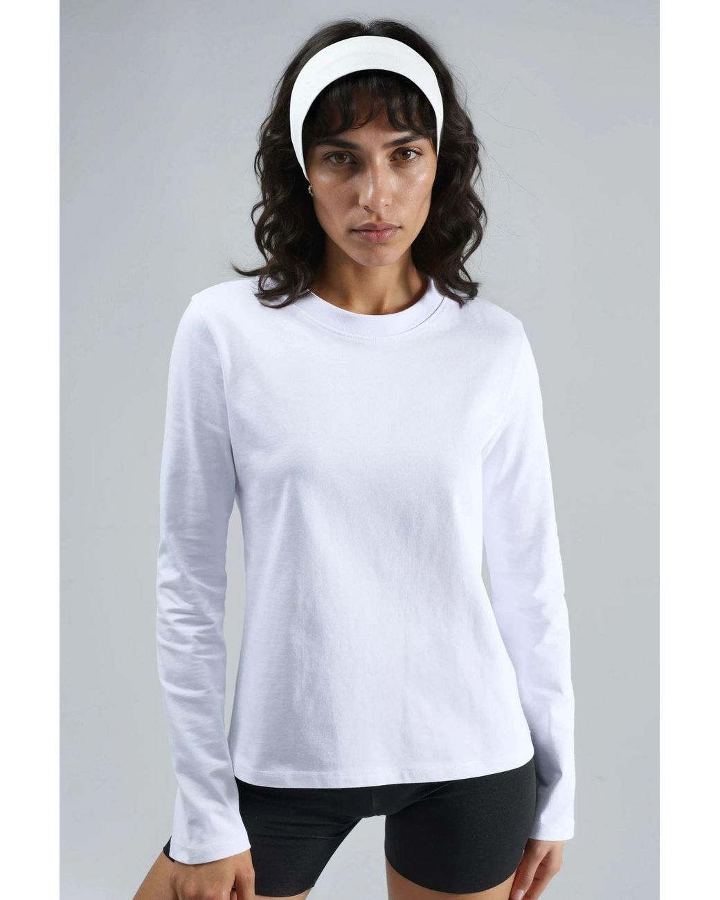 Busem White Long Sleeve Crew Neck Basic Blouse