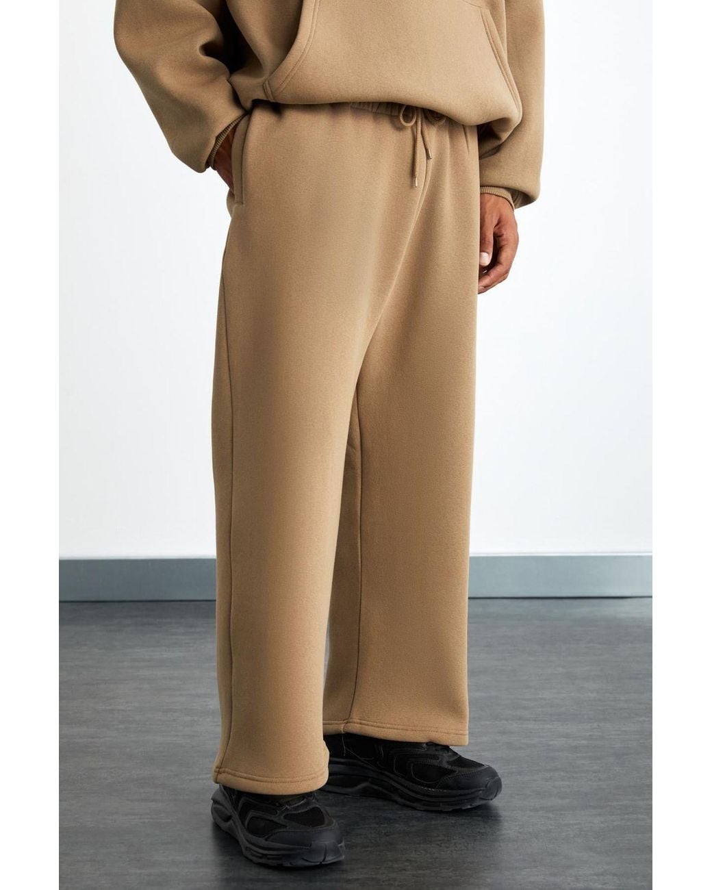 Grimelange Natural Wide Leg Elastic Waist Joggers for men