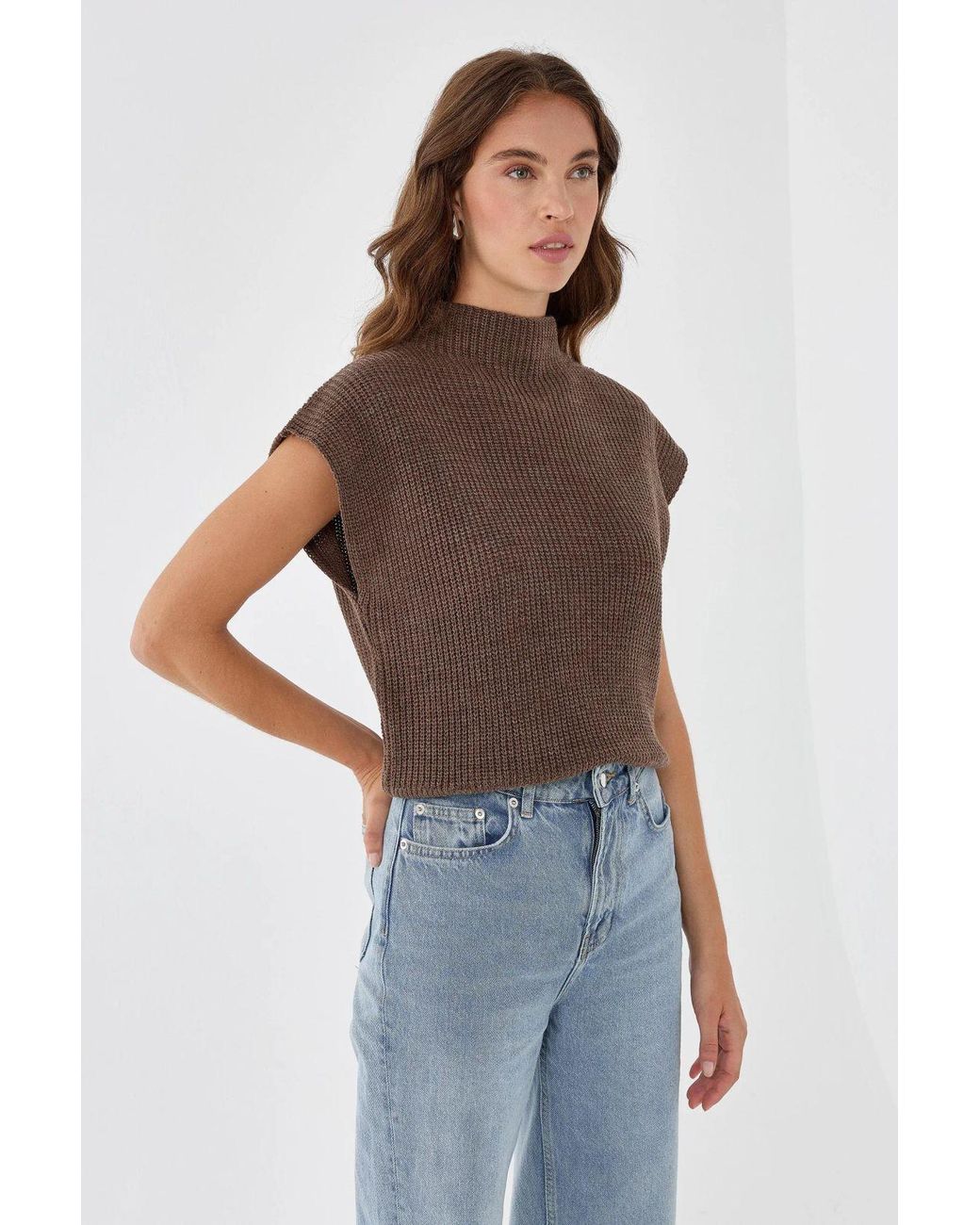Hiccup Blue Half Turtleneck Knit Sweater