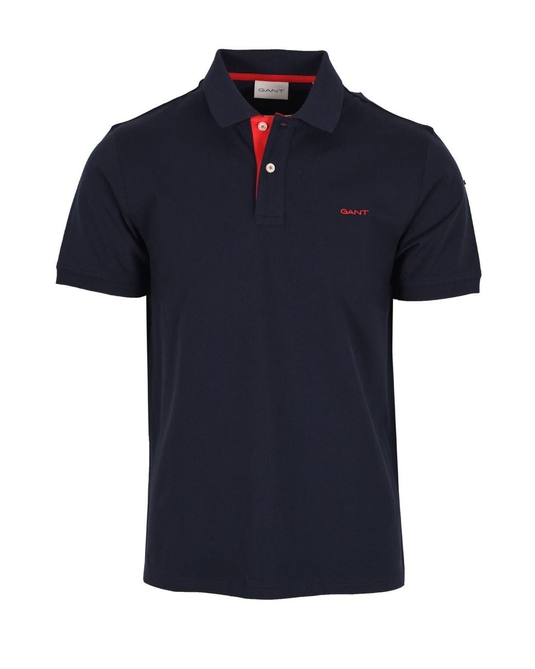 Gant Blue Contrast Collar Ss Polo Shirt Evening Cotton for men