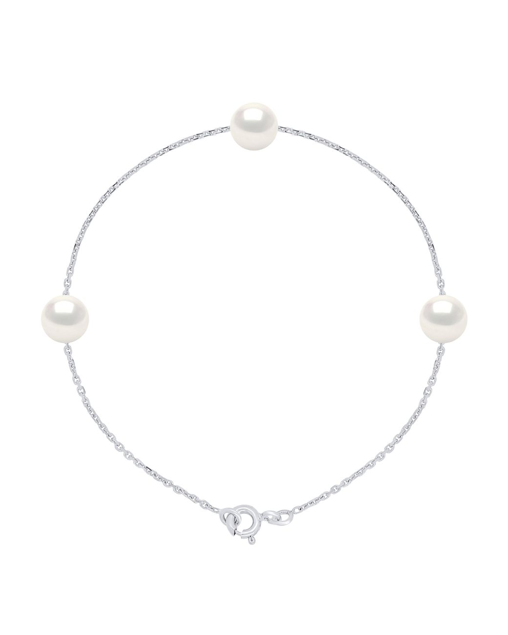 Ateliers Saint Germain Metallic Bracelet 3 Real Cultured Freshwater Pearls Round 7-8 Mm