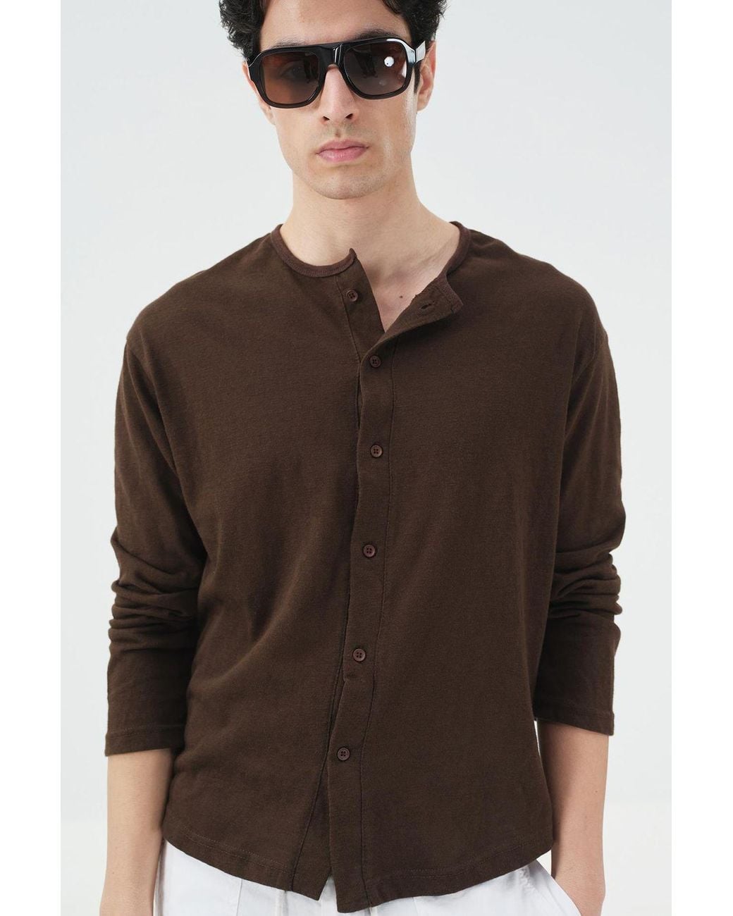 Giesto Brown Knit Shirt for men