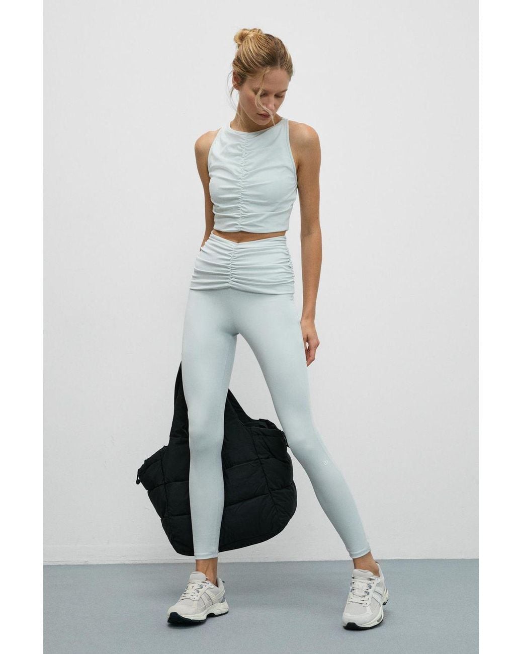 Grimelange White High Waist Skinny Sports Leggings