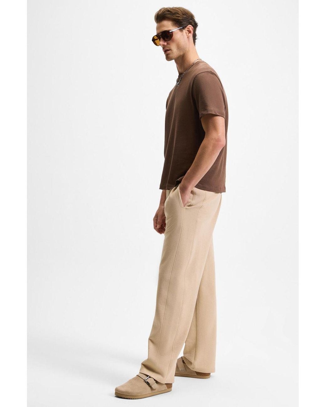 Grimelange Natural Straight Leg Fleece Joggers for men