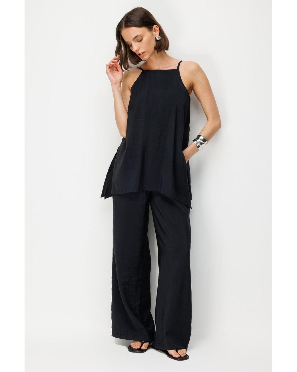 MixRay Blue Wide-Leg Halter Jumpsuit