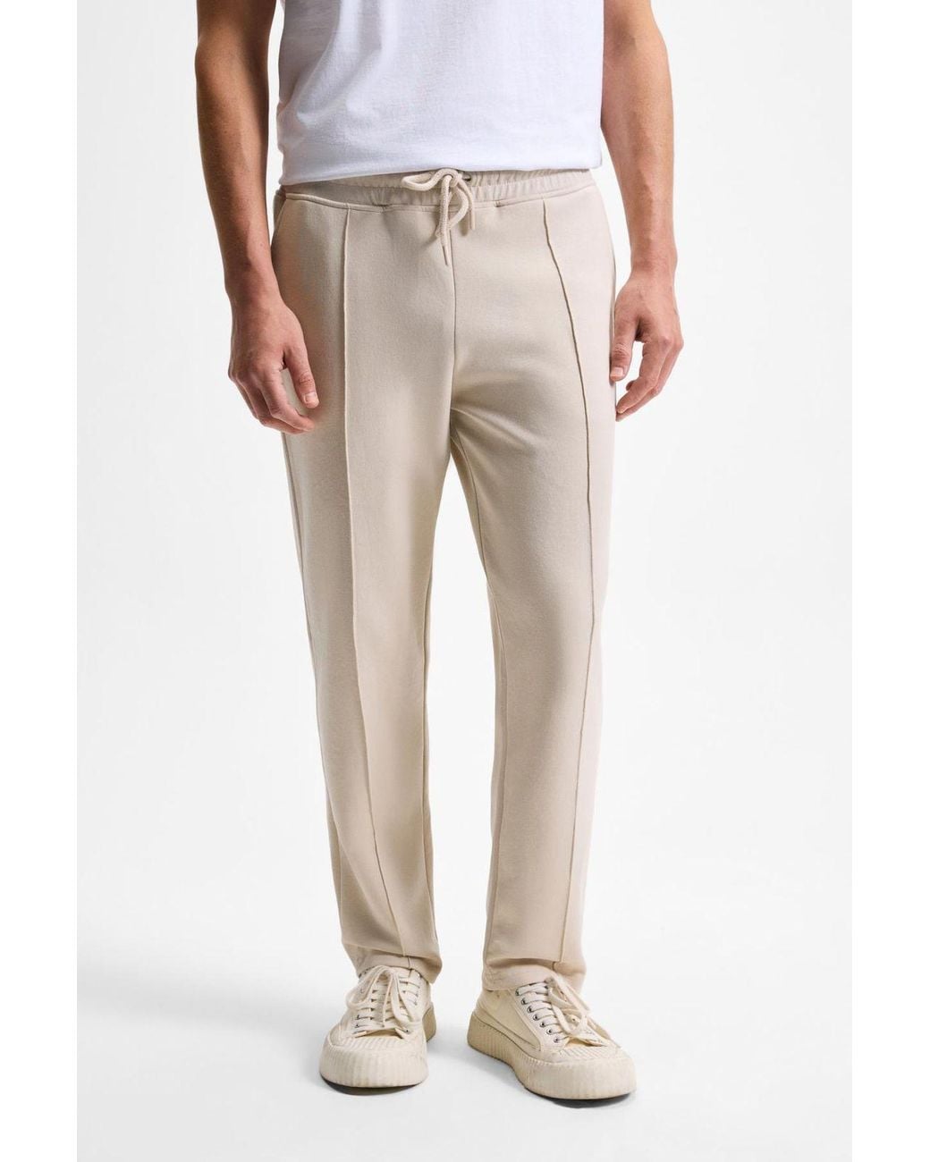 Grimelange Natural Straight Leg Drawstring Joggers for men