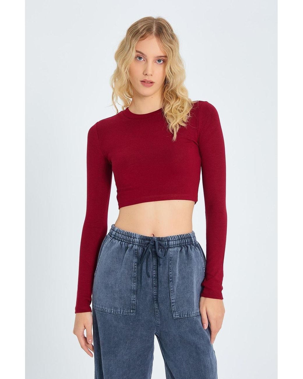 MixRay Red Basic Crop Top