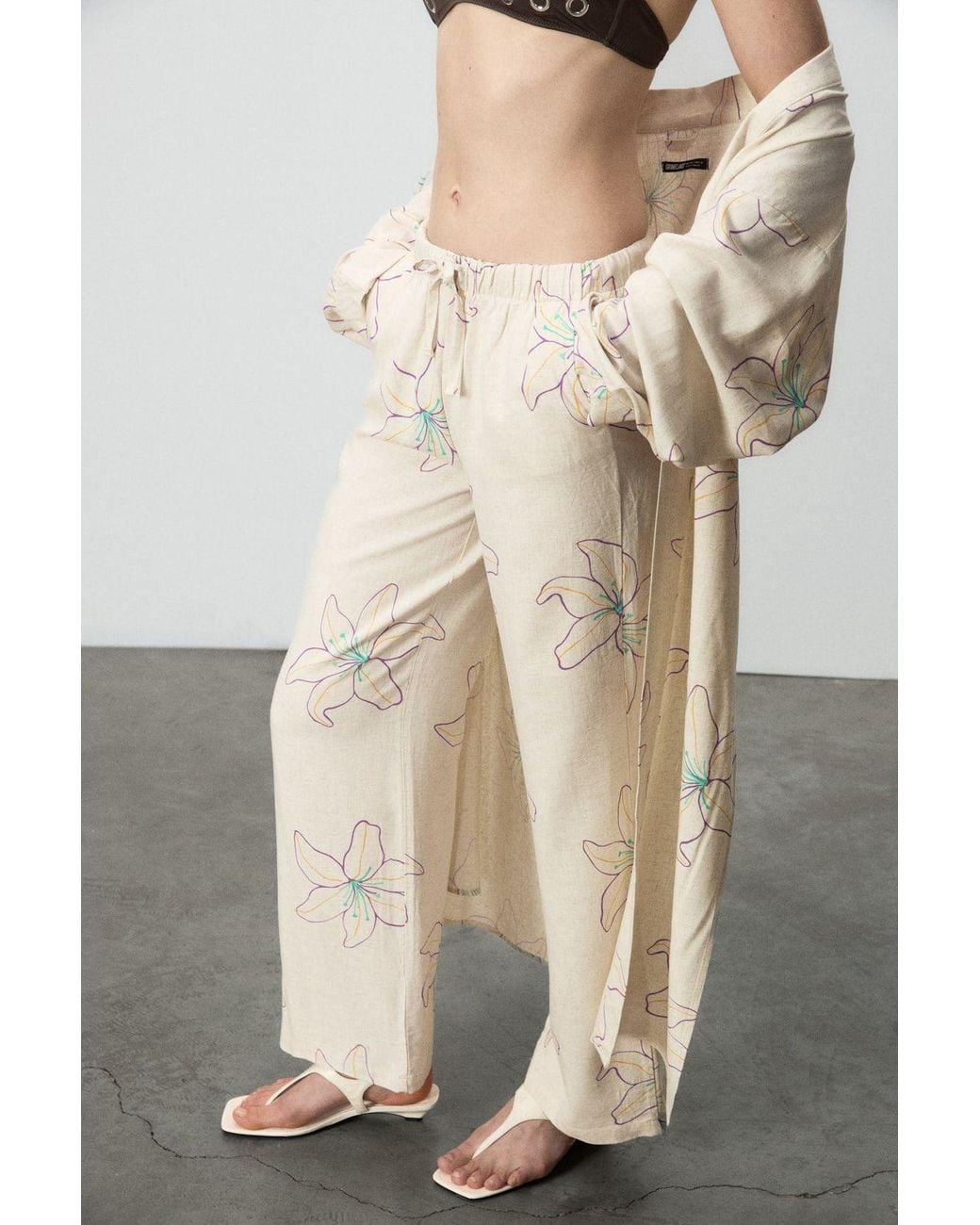 Grimelange Natural Straight-Leg Pull-On Pants