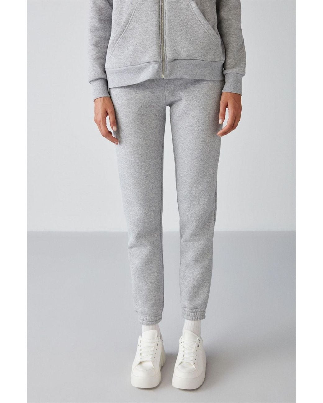 Grimelange Gray Elastic Waist Tapered Joggers