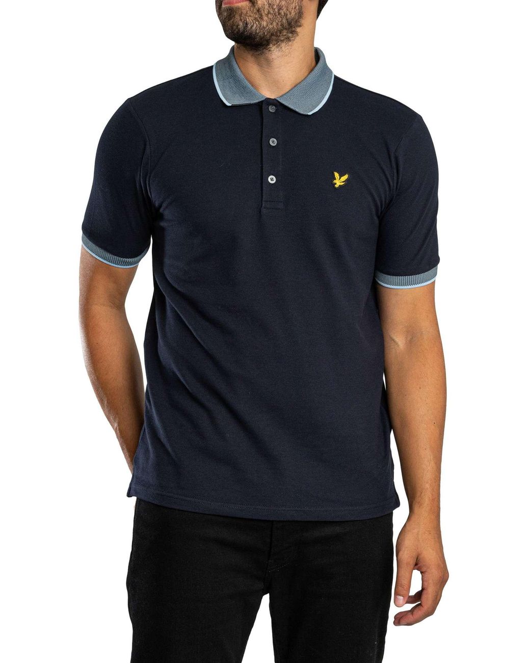Lyle & Scott Blue Birdseye Collar Polo Shirt for men
