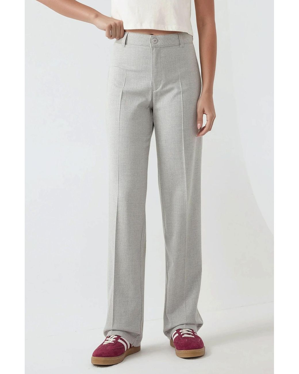 Hiccup Gray High Waist Straight Leg Pants