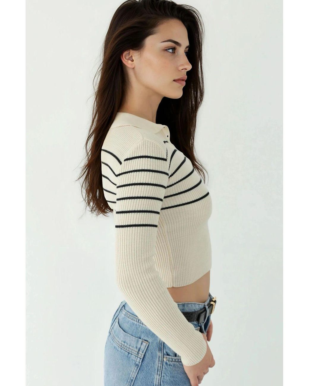 Hiccup Natural Textured Knitwear Half Turtleneck Sweater
