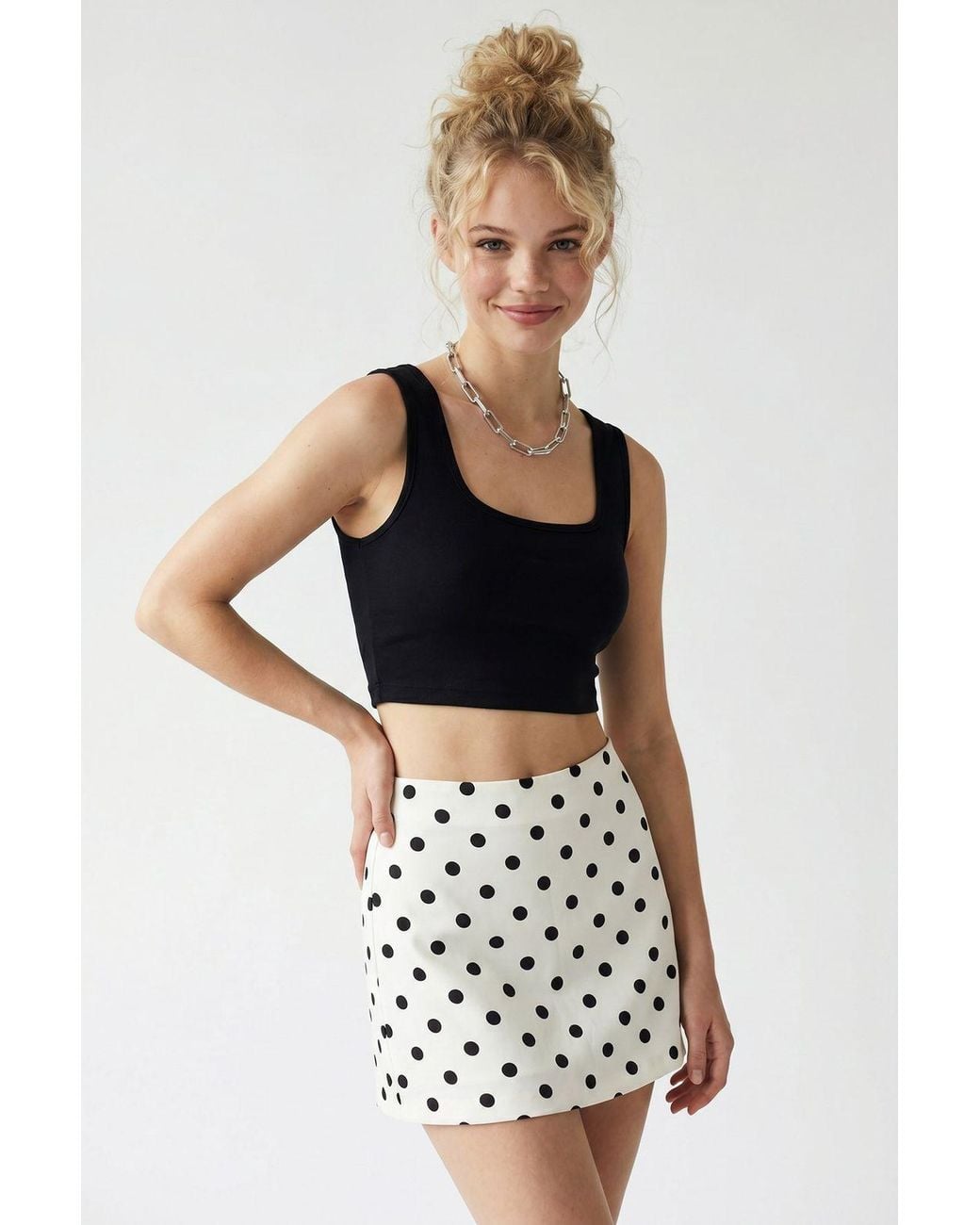 MixRay Black Fitted Square-Neck Crop Tank Top