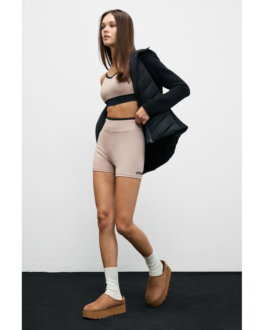 Grimelange White High Waist Skinny Cycling Shorts