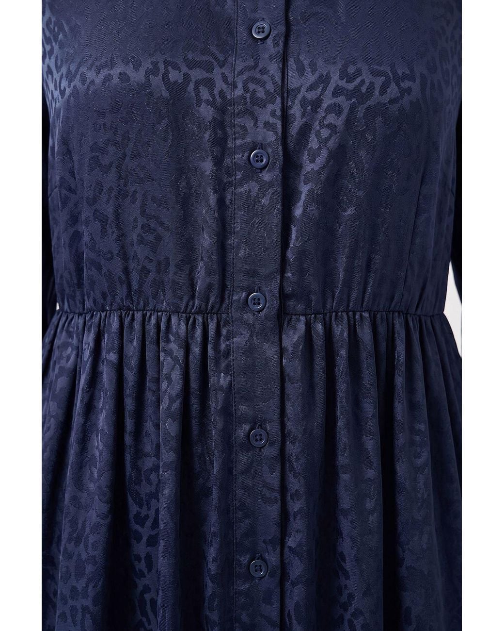 Bigdart Blue Buttoned Crew Neck Maxi Dress With Waistband