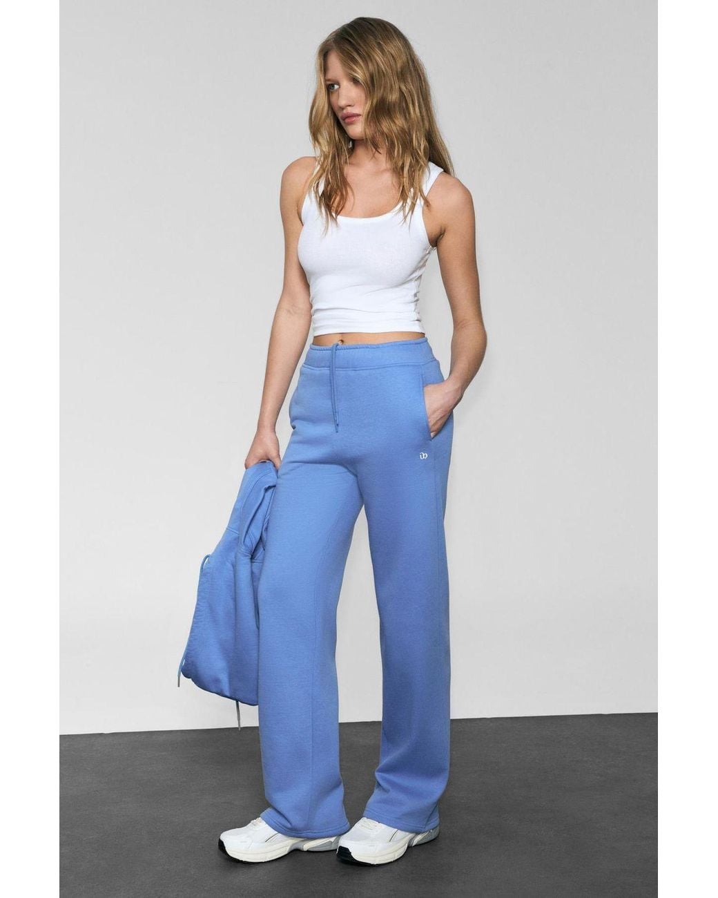 Grimelange Blue Mid Waist Wide Leg Joggers
