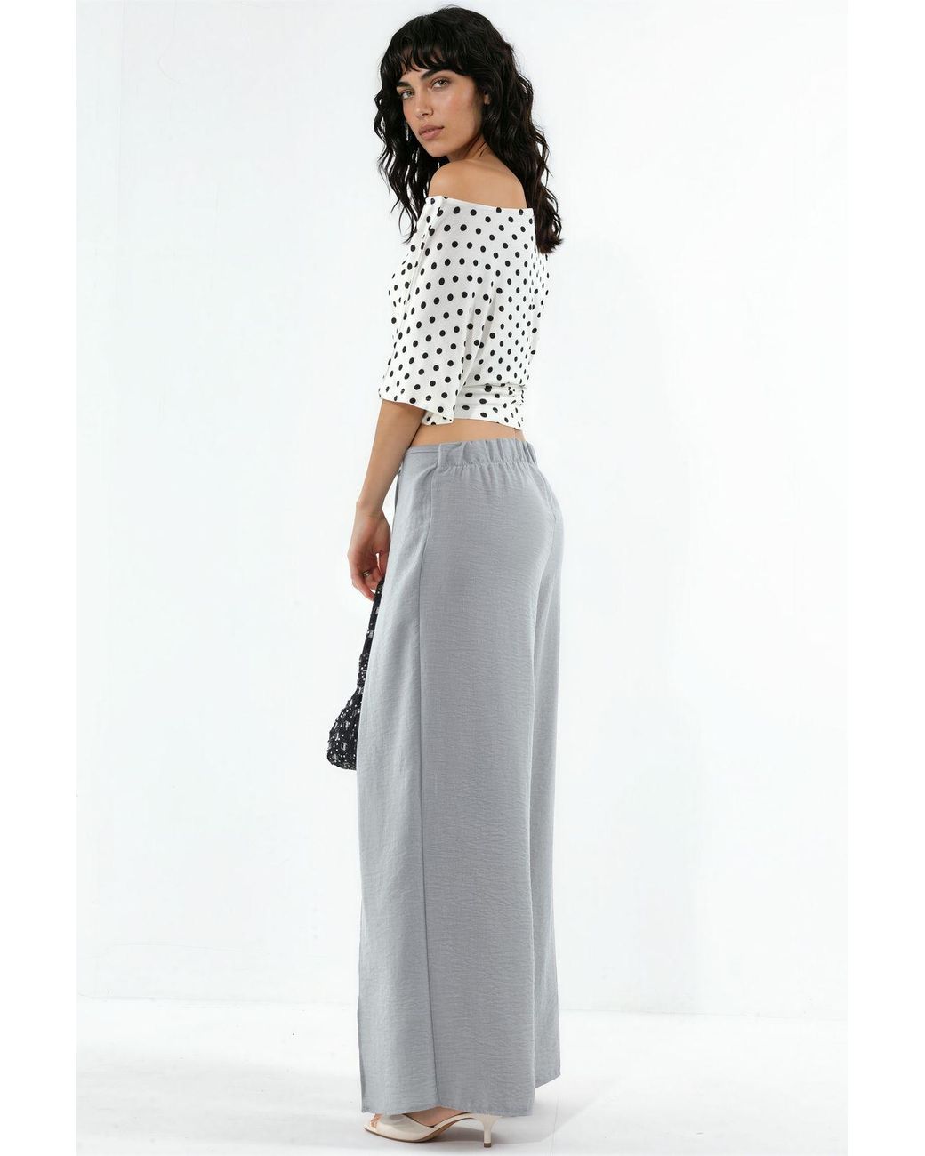 Busem Gray Drawstring Waist Crepe Trousers With Tie Detail