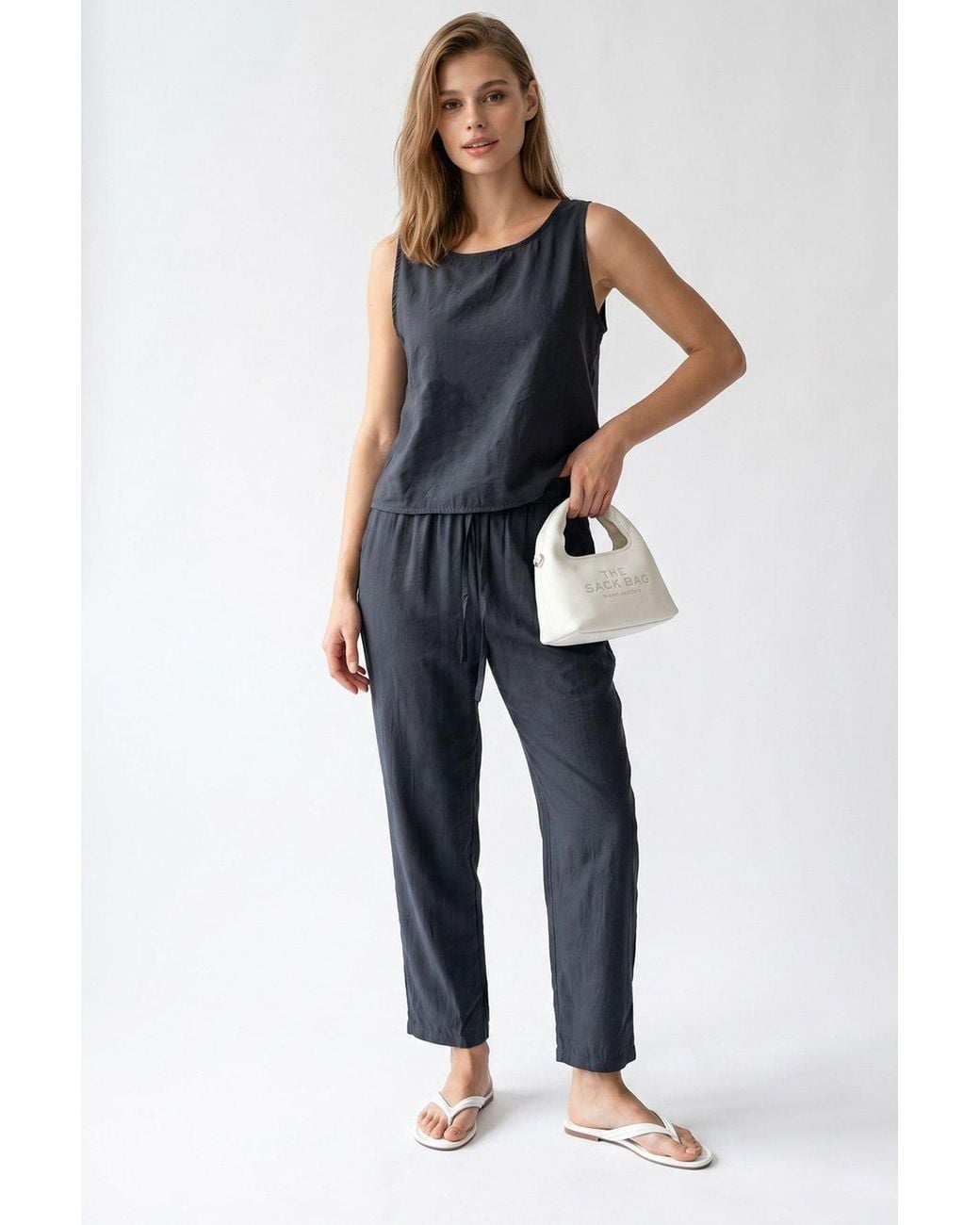 MixRay Blue Sleeveless Crepe Jumpsuit
