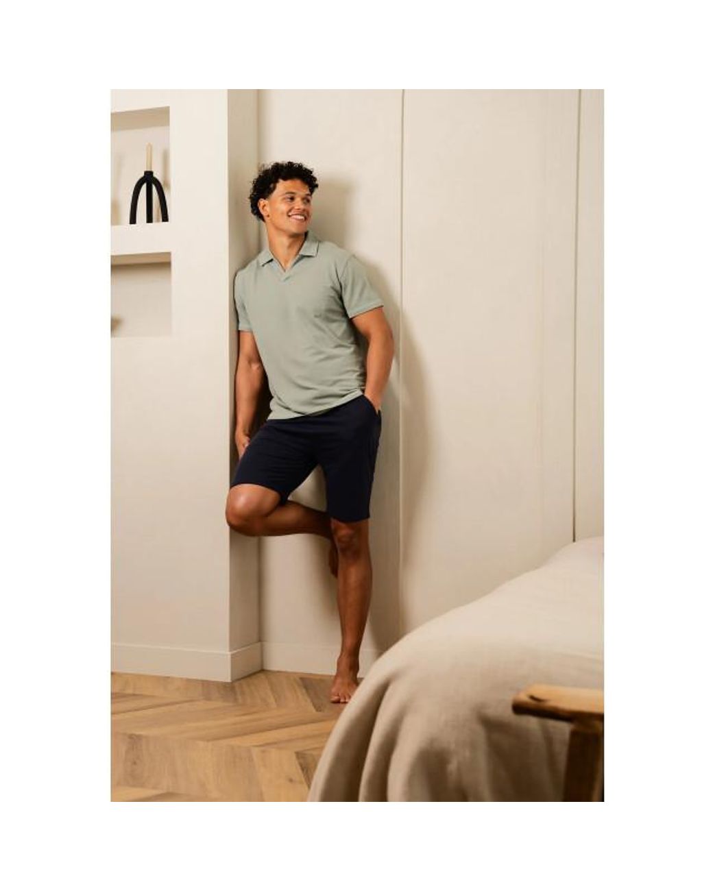 Phil & Co. Berlin Korte Pyjama Set Shortama Badstof Groen/Blauw in het Green voor heren