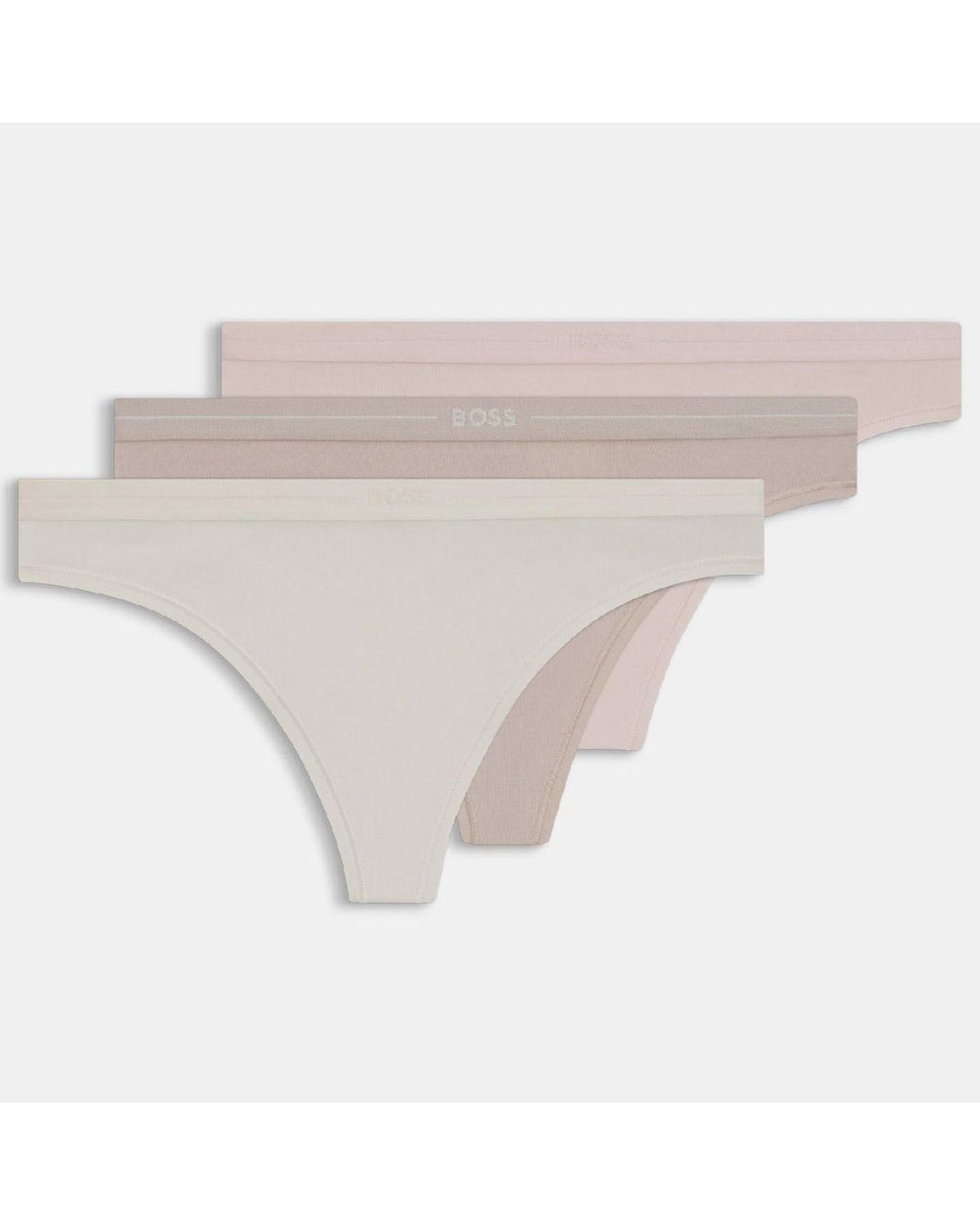 Boss White 3 Pack Of Logo Waistband Thongs
