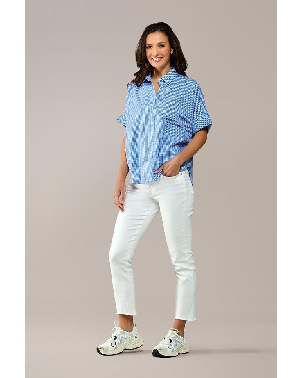 Mart Visser Caroline Tensen Leeds Oversized Check Blouse Wit in het Blue
