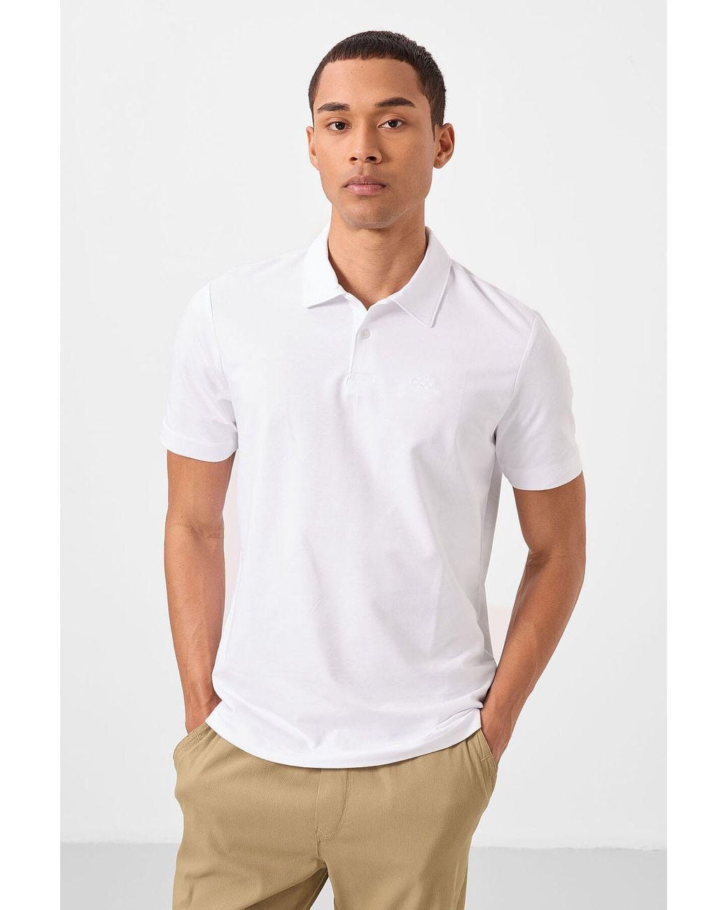 TOMMY LIFE White Cotton Elastane Polo T-Shirt for men