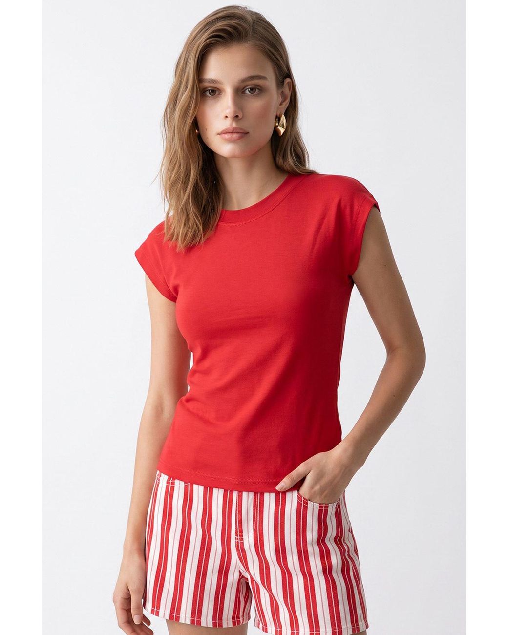 MixRay Red Cotton Blouse