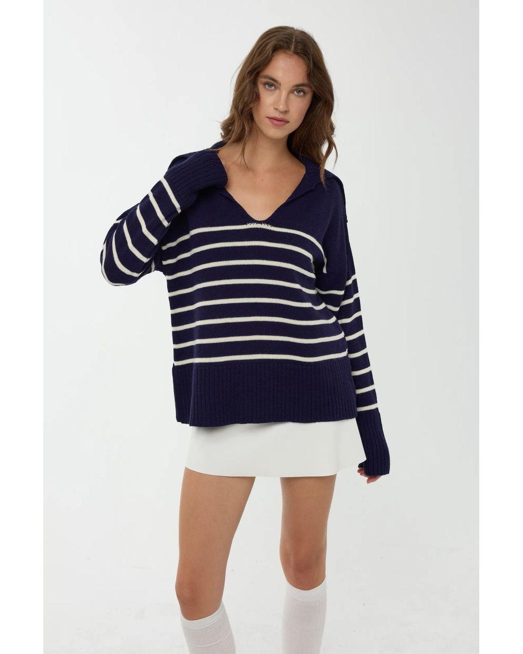 Hiccup Blue Striped V-Neck Sweater