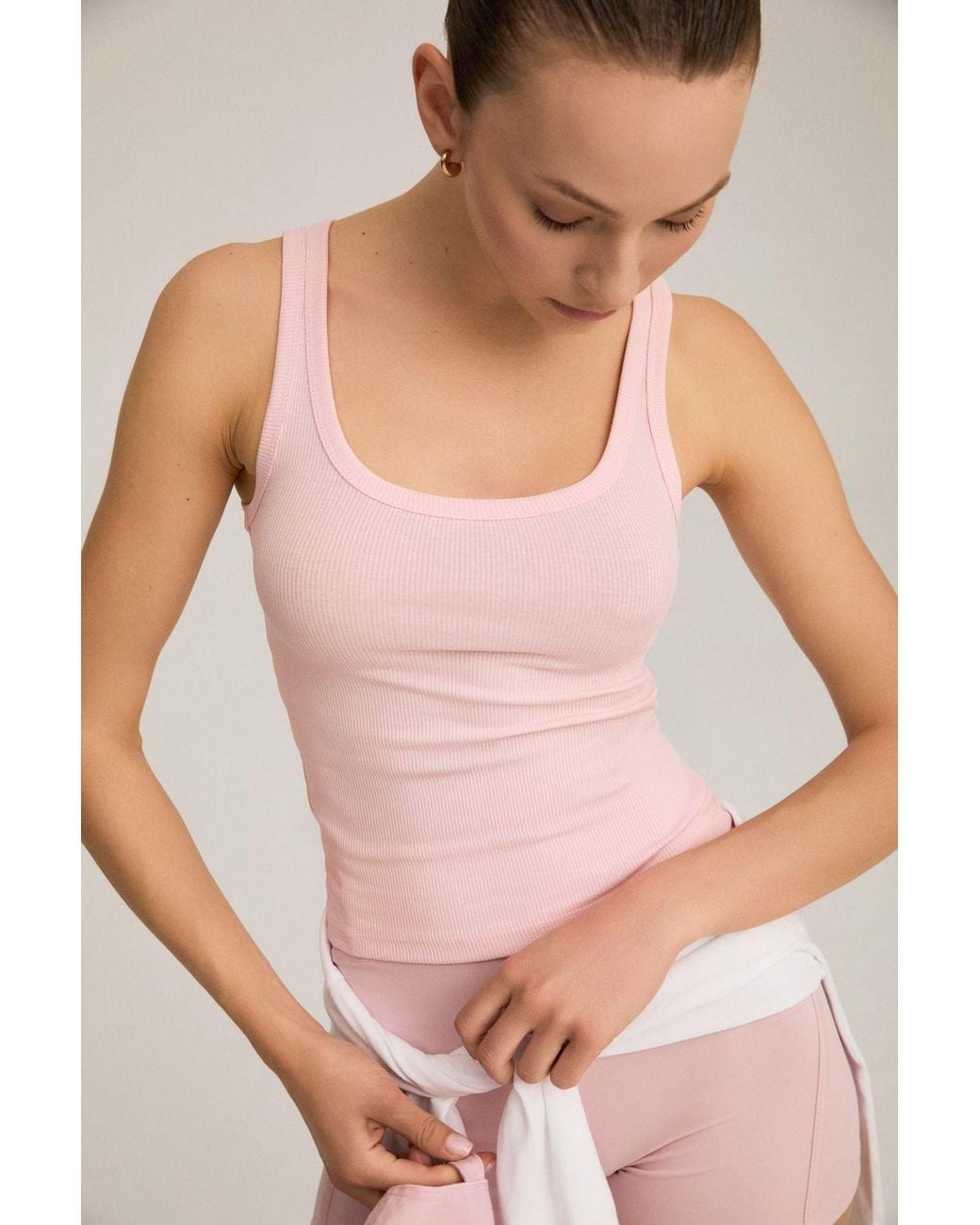 Grimelange Geribde Cami Met Slim Fit in het Pink