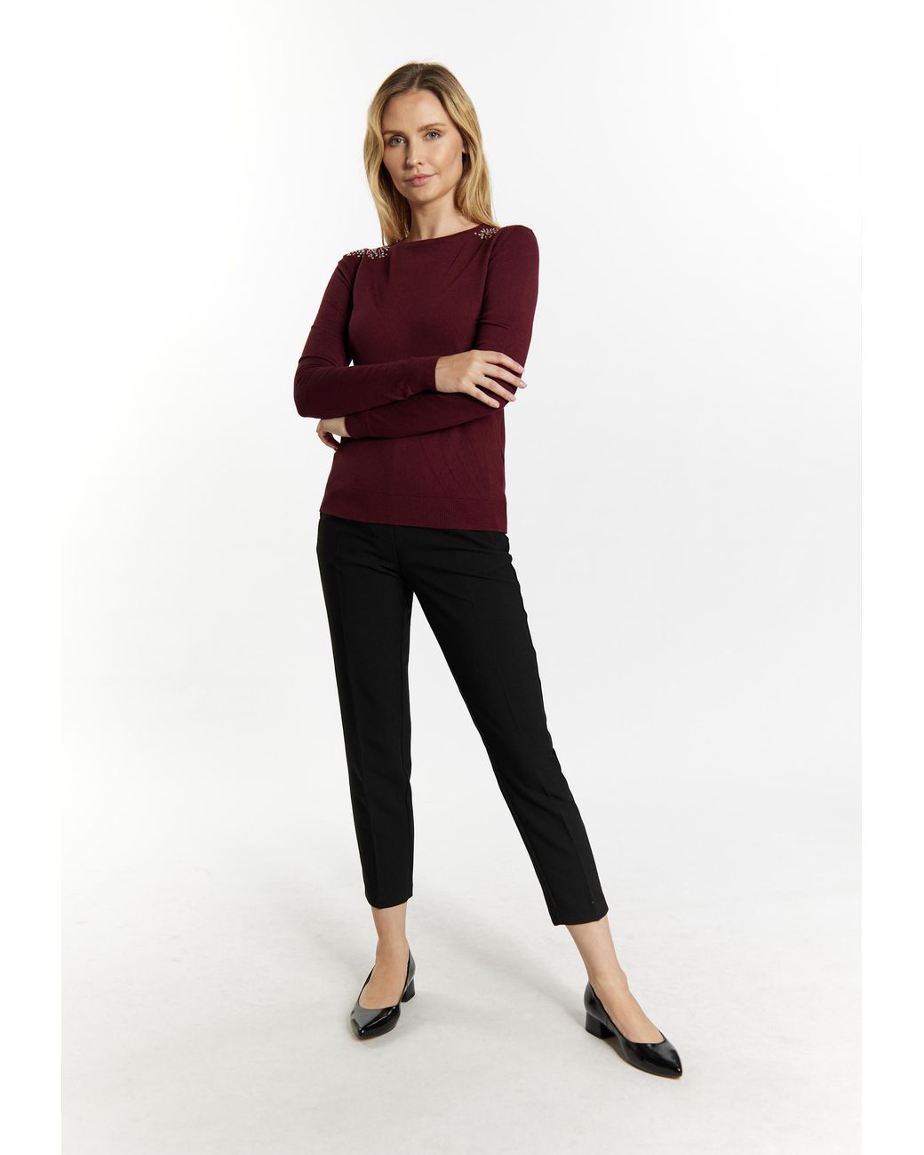 Usha Purple Strickpullover Damen Weinrot