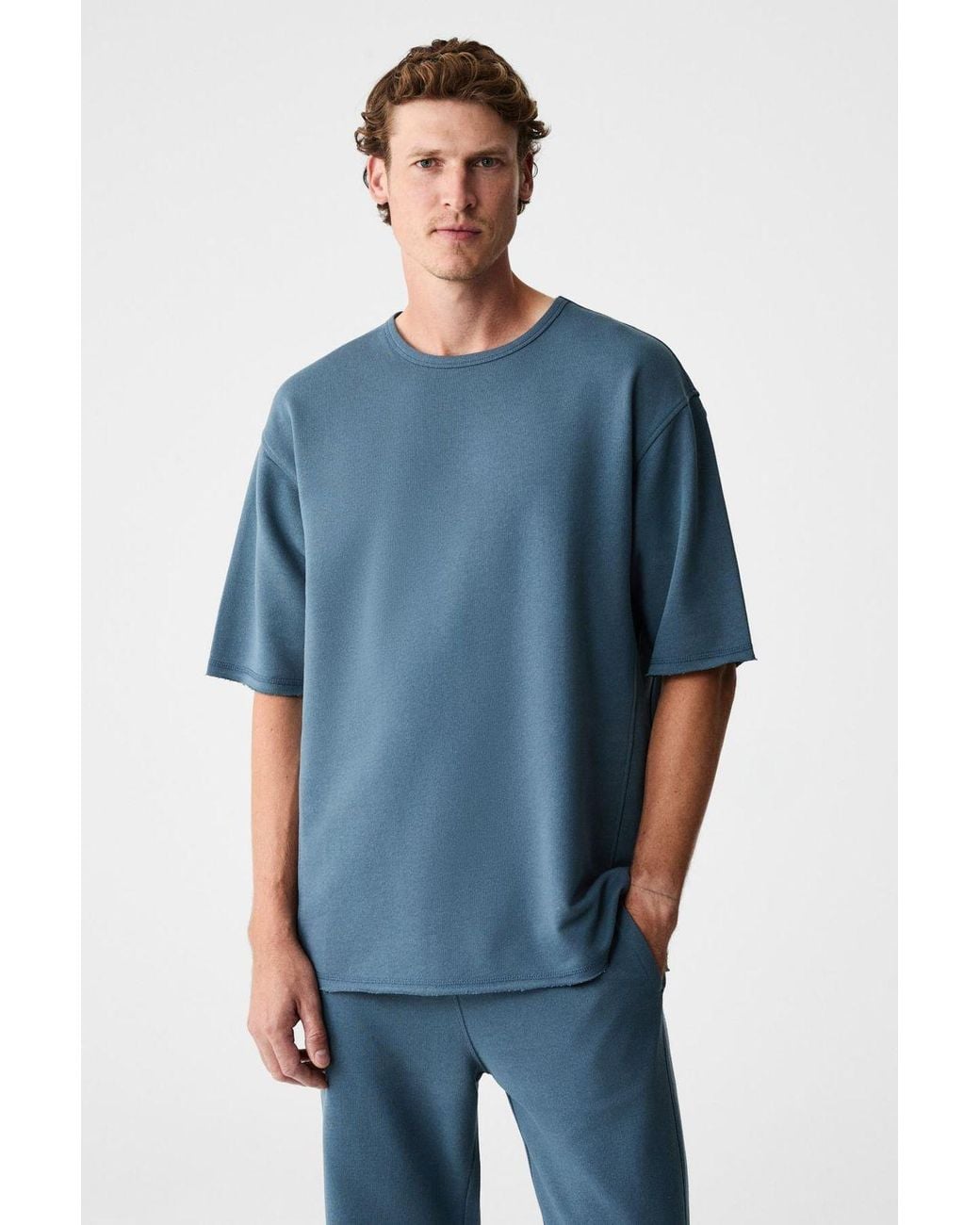 Grimelange Blue Crew Neck T-Shirt Trouser 2-Piece Set for men