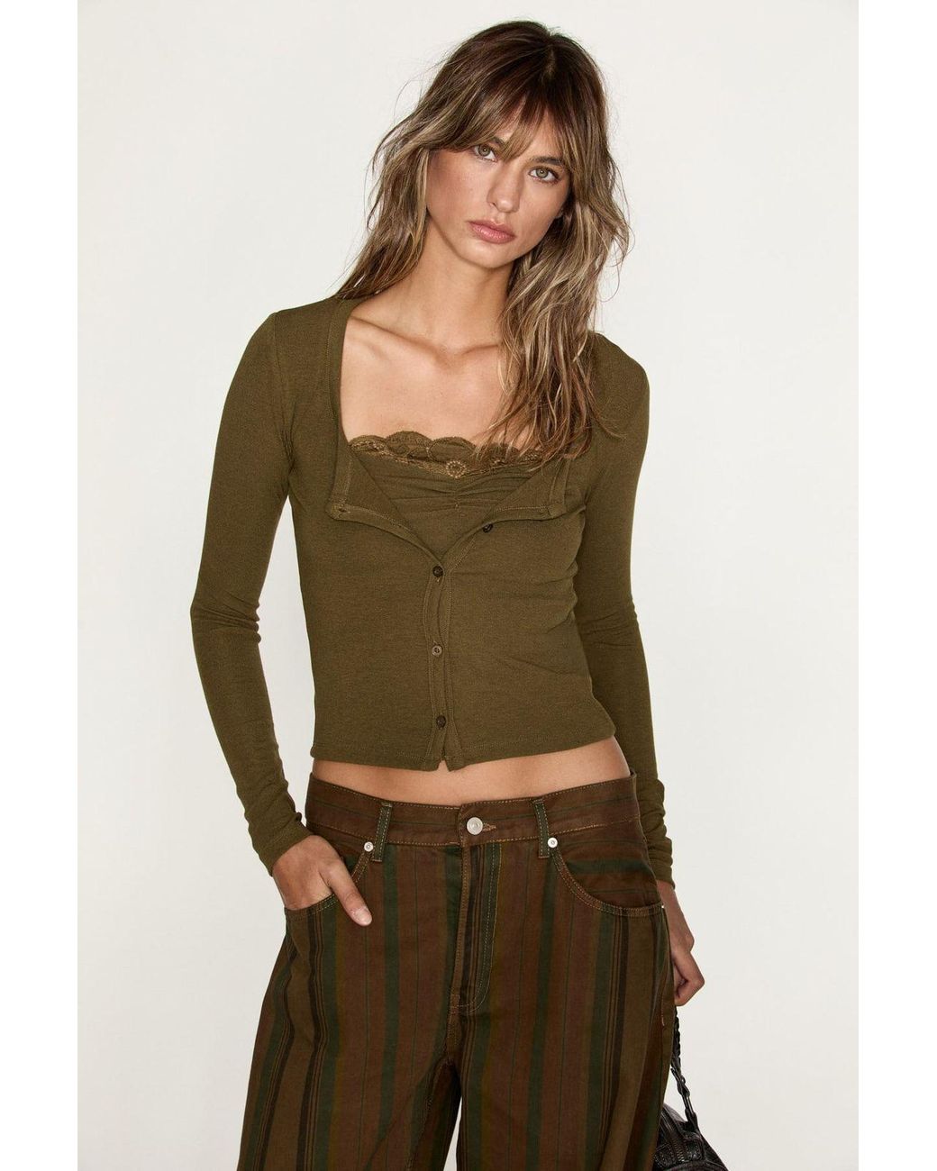 Grimelange Green Regular Fit Pull-On Blouse