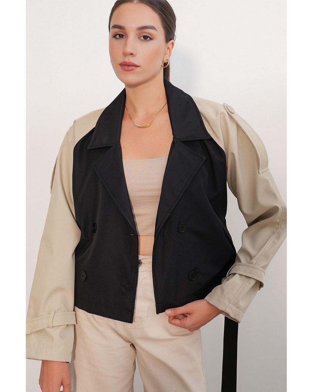 Bigdart Black Short Belted Trench Coat