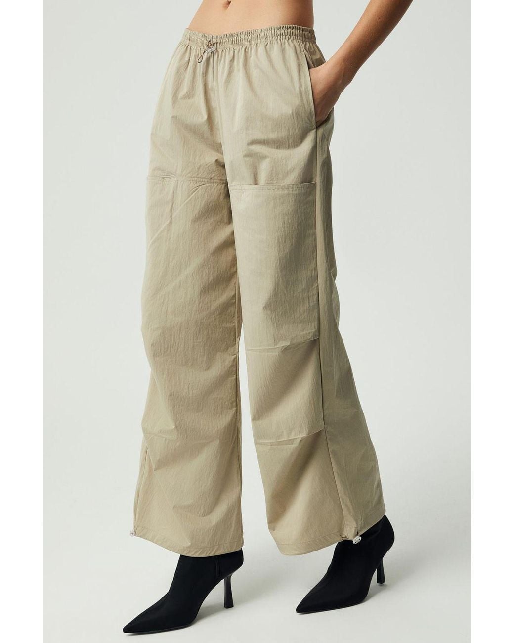 Grimelange Natural Wide Leg Elastic Waist Trousers