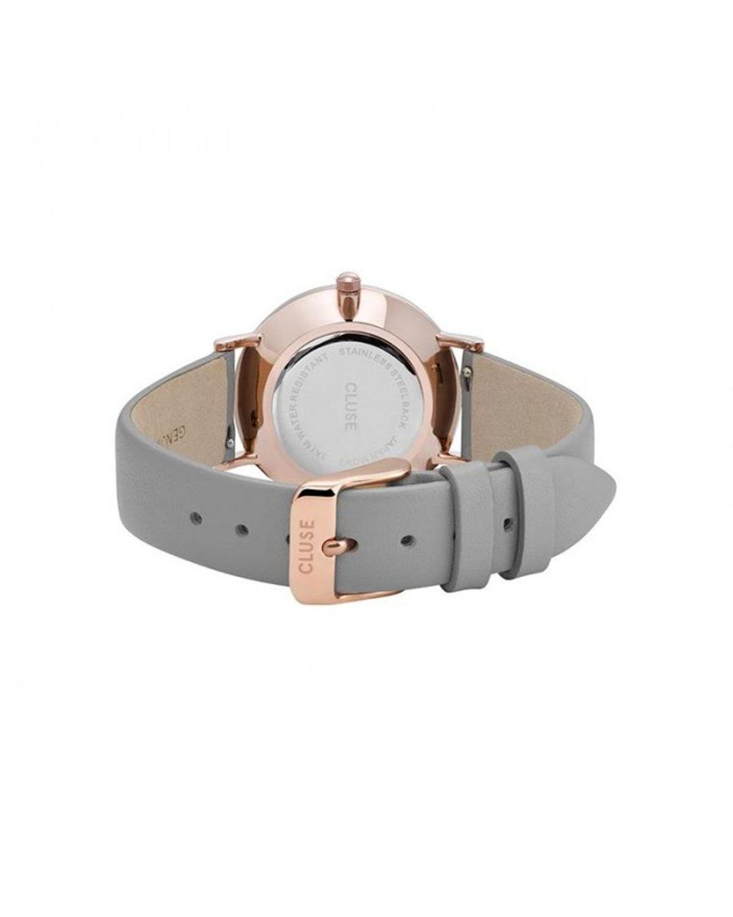 Cluse Metallic Graue Lederarmbanduhr